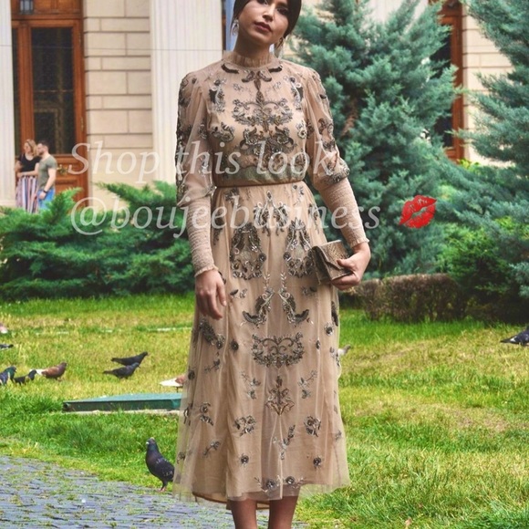 ZARA BNWT Embroidered Dress with Beading - Picture 1 of 10